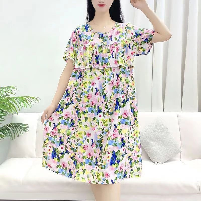 防凸點綿綢睡裙